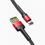 Огляд Дата кабель USB 2.0 AM to Lightning 1.0m Cafule Special Edition 2.4A Black-Red Baseus (CALKLF-G91): характеристики, відгуки, ціни.