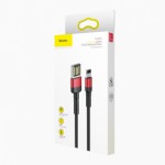 Огляд Дата кабель USB 2.0 AM to Lightning 1.0m Cafule Special Edition 2.4A Black-Red Baseus (CALKLF-G91): характеристики, відгуки, ціни.