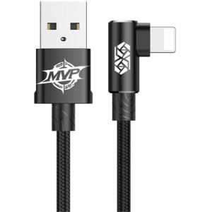 Огляд Дата кабель USB 2.0 AM to Lightning 1.0m MVP Elbow Type 2.4A Black Baseus (CALMVP-01): характеристики, відгуки, ціни.
