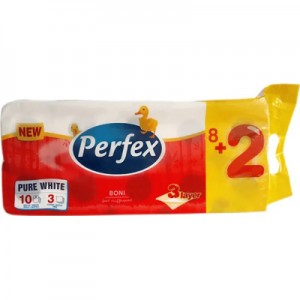 Туалетний папір Perfex Pure White 3 шари 10 рулонів (8600101745910)
