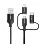 Огляд Дата кабель USB 2.0 AM to Lightning + Micro 5P + Type-C 1.2m MFI Choetech (IP0030-BK): характеристики, відгуки, ціни.