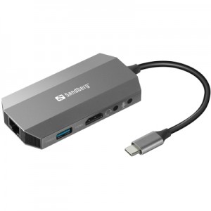 Огляд Концентратор Sandberg USB3.1 Type-C to HDMI/USB 3.0x2/RJ45/SD/TF/PD 100W 6in1 (136-33): характеристики, відгуки, ціни.
