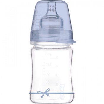 Пляшечка для годування Lovi Diamond Glass Baby Shower скляна 150 мл Блакитна (74/104boy)