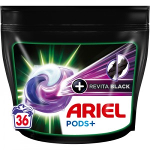 Огляд Капсули для прання Ariel Pods Все-в-1 + Revitablack 36 шт. (8001090804204): характеристики, відгуки, ціни.