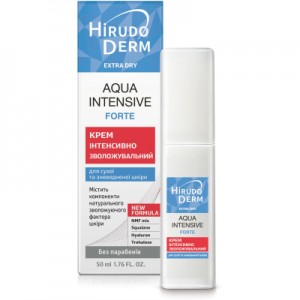 Огляд Крем для обличчя Біокон Hirudo Derm Extra Dry Aqua Intensive Forte Інтенсивно зволожувальний 50 мл (4820008319043): характеристики, відгуки, ціни.