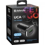 Огляд Зарядний пристрій Defender 1xUSB 18W (USB-A) QC3.0 3А UCA-91 (83830): характеристики, відгуки, ціни.