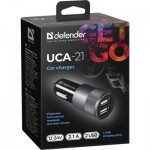 Огляд Зарядний пристрій Defender 2xUSB 12W (2xUSB-A) 2.1A UCA-21 (83821): характеристики, відгуки, ціни.