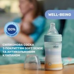 Пляшечка для годування Chicco Well-Being Colors з силіконовою соскою 0м+ 150 мл М'ятна (28611.21)