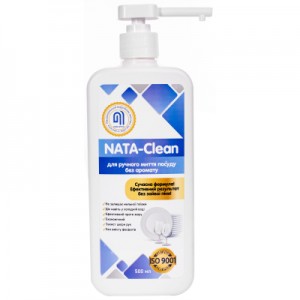 Огляд Засіб для ручного миття посуду Nata Group Nata-Clean Без аромату 500 мл (4823112600977): характеристики, відгуки, ціни.