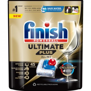 Огляд Таблетки для посудомийних машин Finish Ultimate Plus All in 1 45 шт. (5908252010981): характеристики, відгуки, ціни.