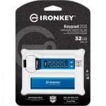 Огляд USB флеш накопичувач Kingston 32GB IronKey Keypad 200 AES-256 Encrypted Blue USB 3.2 (IKKP200/32GB): характеристики, відгуки, ціни.