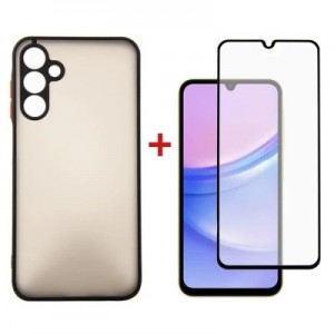 Чохол до мобільного телефона Dengos Kit for Samsung Galaxy A15 case + glass (Black) (DG-KM-69)