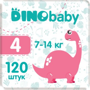 Підгузки Dino Baby Розмір 4 (7-14 кг) 120 шт (3 пачки по 40 шт) (2000998941239)