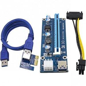 Огляд Райзер PCI-E x1 to 16x 60cm USB 3.0 Cable SATA to 6Pin Power v.006C Dynamode (RX-riser-006c 6 pin): характеристики, відгуки, ціни.
