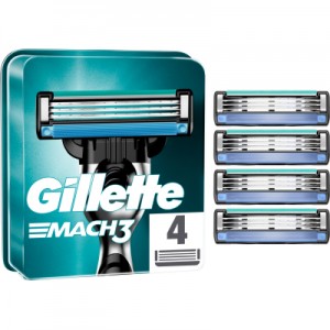 Огляд Змінні касети Gillette Mach3 4 шт. (3014260243531): характеристики, відгуки, ціни.