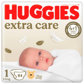 Підгузки Huggies Extra Care 1 (2-5 кг), 84 шт (5029053578057)