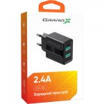 Огляд Зарядний пристрій Grand-X 5V 2,4A USB Black (CH-15B): характеристики, відгуки, ціни.