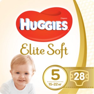 Огляд Підгузок Huggies Elite Soft 5 (15-22 кг) Jumbo 28 шт (5029053572611): характеристики, відгуки, ціни.