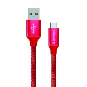 Дата кабель ColorWay Кабель Colorway USB - Type-C 2.1А 1м червоний (CW-CBUC003-RD)