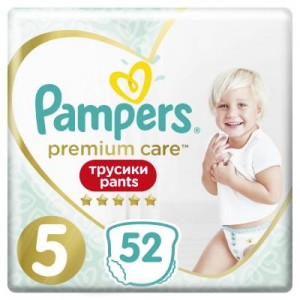 Огляд Підгузок Pampers Premium Care Pants Junior 5, 52 шт (8001090760036): характеристики, відгуки, ціни.