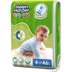 Огляд Підгузки Helen Harper Soft&Dry Maxi 7-18 кг 46 шт (5411416060130): характеристики, відгуки, ціни.