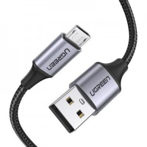Огляд Дата кабель USB 2.0 AM to Micro 5P 1.0m US290 Aluminum Braid Black Ugreen (60146): характеристики, відгуки, ціни.