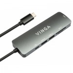 Огляд Концентратор Vinga USB Type-C 3.1 to HDMI+USB3.0+USB 2.0+SD/microSD+PD 6in1 (VHC6): характеристики, відгуки, ціни.