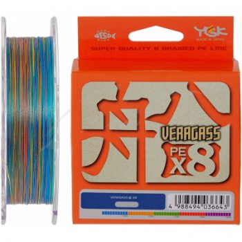 Шнур YGK Veragass Fune X8 150m Multi Color 1.2/0.185mm 25lb/10.3kg (5545.02.63)