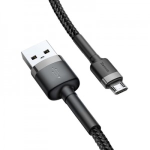 Огляд Дата кабель USB 2.0 AM to Micro 5P 1.0m 2.4A grey-black Baseus (CAMKLF-BG1): характеристики, відгуки, ціни.