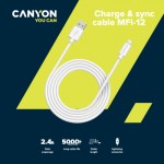 Огляд Дата кабель USB 2.0 AM to Lightning 1.0m MFI white Canyon (CNS-MFIC12W): характеристики, відгуки, ціни.