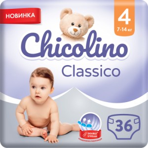Огляд Підгузок Chicolino Medium Classico Розмір 4 (7-14 кг) 36 шт (4823098410805): характеристики, відгуки, ціни.