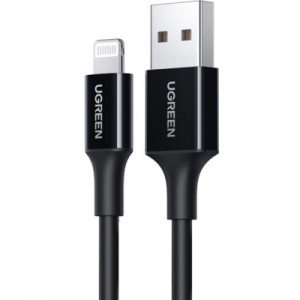 Огляд Дата кабель USB 2.0 AM to Lightning 2.0m US155 2.4A, Nickel Plating ABS Shell Black Ugreen (80823): характеристики, відгуки, ціни.
