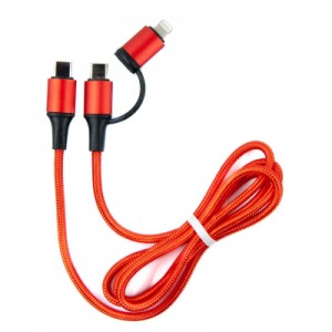 Дата кабель USB-C to USB-C/Lightning 1.0m red Dengos (NTK-TC-TCL-RED)