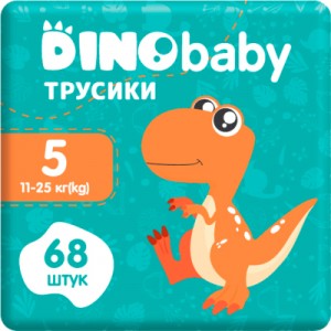 Огляд Підгузок Dino Baby Розмір 5 (11-25кг) (2 пачки по 34 шт) 68 шт (2000998939588): характеристики, відгуки, ціни.