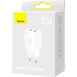 Огляд Зарядний пристрій Baseus Compact Charger 2U White (CCXJ010202): характеристики, відгуки, ціни.