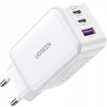 Зарядний пристрій Ugreen USB-A+2*USB-C 65W GaN Tech Fast White (CD224/15334)