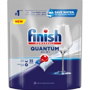 Огляд Таблетки для посудомийних машин Finish Quantum All in 1 35 шт. (5908252005215): характеристики, відгуки, ціни.