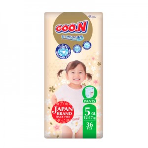 Підгузки GOO.N Premium Soft Трусики 12-17 кг Розмір 5 XL 36 шт (F1010101-158)