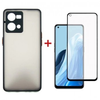 Чохол до мобільного телефона Dengos Kit for OPPO Reno 7 4g case + glass (Black) (DG-KM-32)