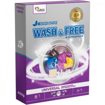 Пральний порошок Wash&Free Universal Жасмін та лаванда з марсельським милом 400 г (4262396140876)