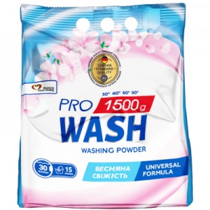 Огляд Пральний порошок Pro Wash Universal Весняна свіжість 1.5 кг (4823128004868): характеристики, відгуки, ціни.