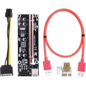 Огляд Райзер Dynamode PCI-E x1 to 16x 60cm USB 3.0 Red Cable SATA to 6Pin Power v. (RX-riser 009S Plus): характеристики, відгуки, ціни.