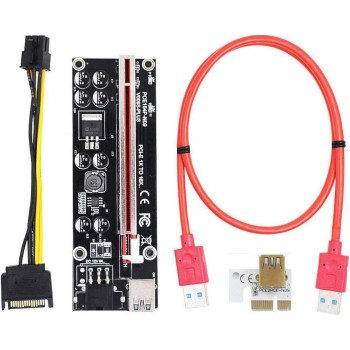 Райзер Dynamode PCI-E x1 to 16x 60cm USB 3.0 Red Cable SATA to 6Pin Power v. (RX-riser 009S Plus)