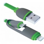 Огляд Дата кабель USB10-03BP USB - Micro USB/Lightning, green, 1m Defender (87489): характеристики, відгуки, ціни.