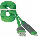 Огляд Дата кабель USB10-03BP USB - Micro USB/Lightning, green, 1m Defender (87489): характеристики, відгуки, ціни.