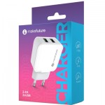 Огляд Зарядний пристрій MakeFuture 2 USB (2.4 A) White (MCW-21WH): характеристики, відгуки, ціни.