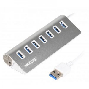 Огляд Концентратор Maxxter USB 3.0 Type-A 7 ports silver (HU3A-7P-01): характеристики, відгуки, ціни.