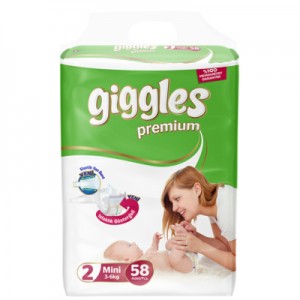 Огляд Підгузок Giggles Premium Mini 3-6 кг 58 шт. (8680131201587): характеристики, відгуки, ціни.