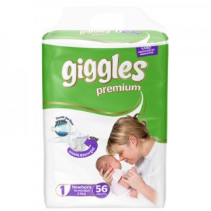 Огляд Підгузок Giggles Premium Newborn 2-5 кг 56 шт. (8680131201624): характеристики, відгуки, ціни.