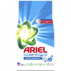 Огляд Пральний порошок Ariel Аква-Пудра Touch of Lenor 2.7 кг (8006540536766): характеристики, відгуки, ціни.